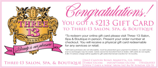 $213 Three-13 Gift Card